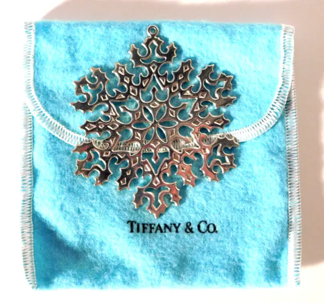 Tiffany & Co. Sterling Silver Snowflake Christmas Ornament 1995 3" Scarce