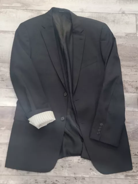 44L Men's Hugo Boss 100% Wool Blazer Black 2 Button Sport Coat