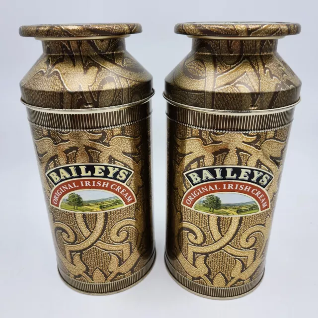 Baileys Original Irish Cream 10 Inch Tin Milk Can Containers Empty Set Of 2