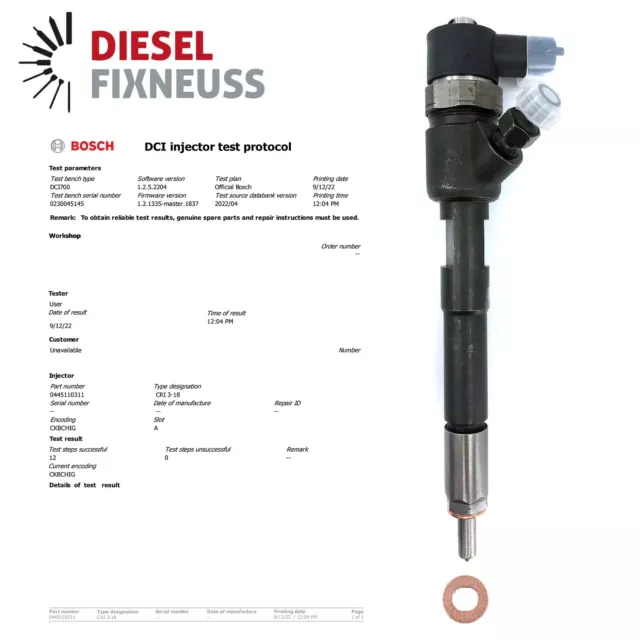 Injecteur Citroen Peugeot 1.6HDi 16V HDI 55kW 66kW 0445110311