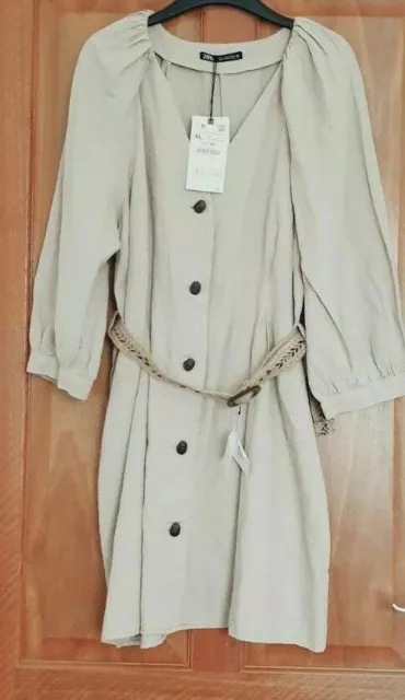 Zara beige button dress cheap