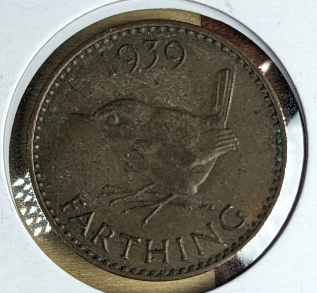 One Farthing 1939 Britain Great Coin King George Copper
