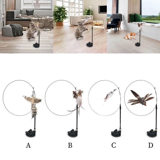 Chat Plume Jouet Interactif Teaser Wand Stick Jouer avec Bell pour l'exercice