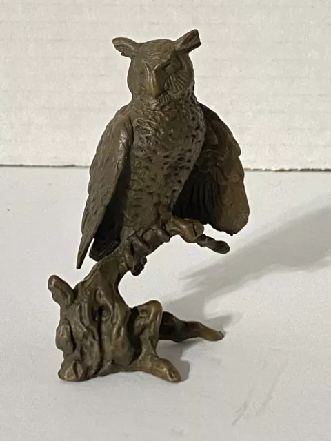 Vintage Owl 1985 Avon Bronze Hot Cast Great Horned Owl Figurine 3” Tall