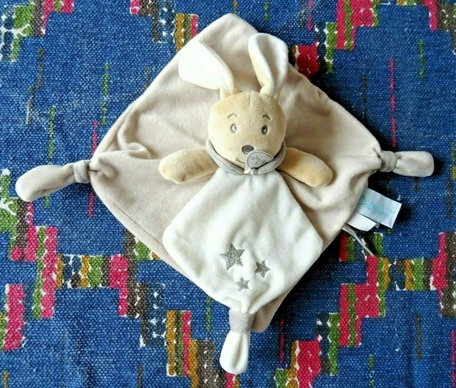 Np/ Doudou Plat Baby Nat Lapin Perlim Gris Blanc Beige Etoile Quasi Neuf