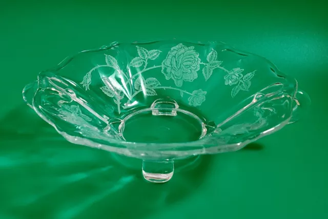 Heisey Glass Rose Pattern  #515 Footed Handled Open Jam/Jelly Bowl