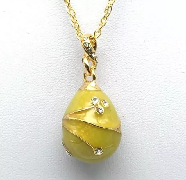 Yellow Faberge egg style pendant with crystals by Keren Kopal