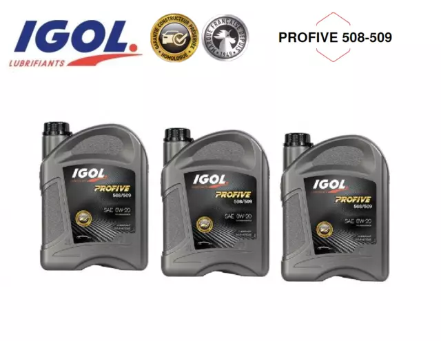 6 Litres huile Moteur IGOL PROFIVE 508/509 0W20  Spécial  VW 508.00/509.00