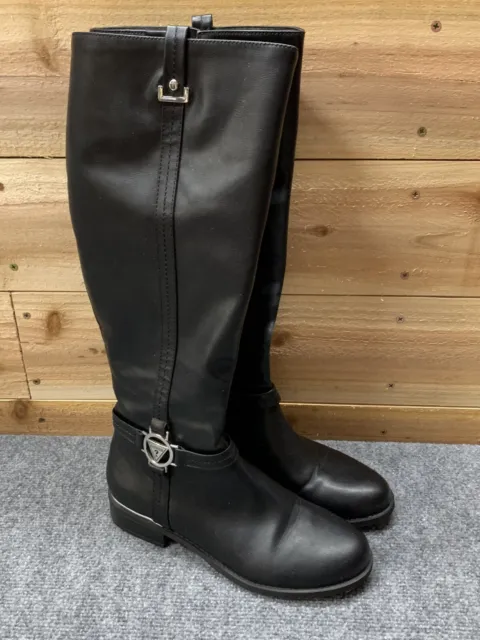 Guess Riding Boots Womens 7.5 M Black Harson Wide Calf Knee High Zipper Shoes