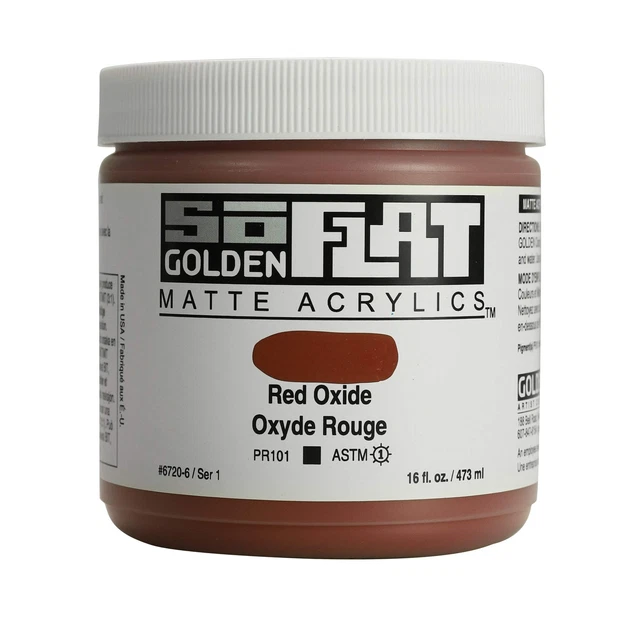 Golden SoFlat Acrylics, Red Oxide, 16 fl. oz./ 473ml Jar 16oz Jar