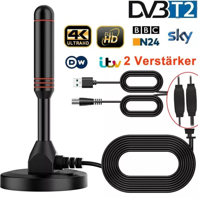 DVB-T2 HD-Antenne 36DBi Verstärker 5M KabelFernsehkanäle Free TV-Programme Neue