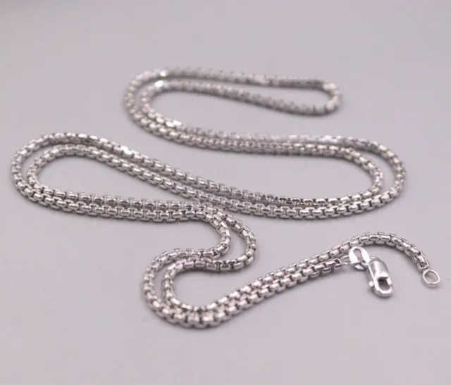 Pure 18K White Gold Chain Women 2mm Square Box Link Necklace 7.9g /25.6inch