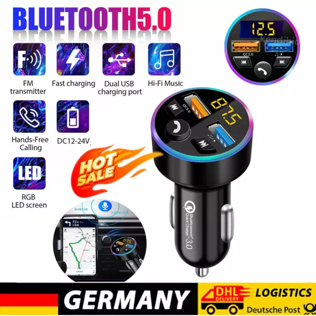 FM Transmitter Auto Radio Bluetooth 5.0 Adapter Dual USB PD Ladegerät für Handy