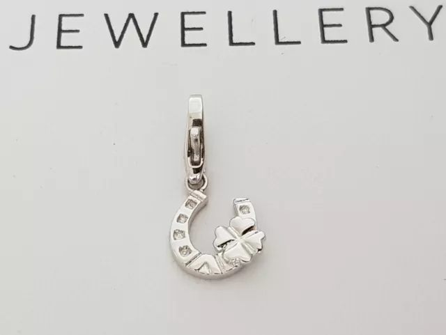 GOOIX CHARM Silber 925 er Charms Anhänger Hufeisen mit Kleeblatt neu 55