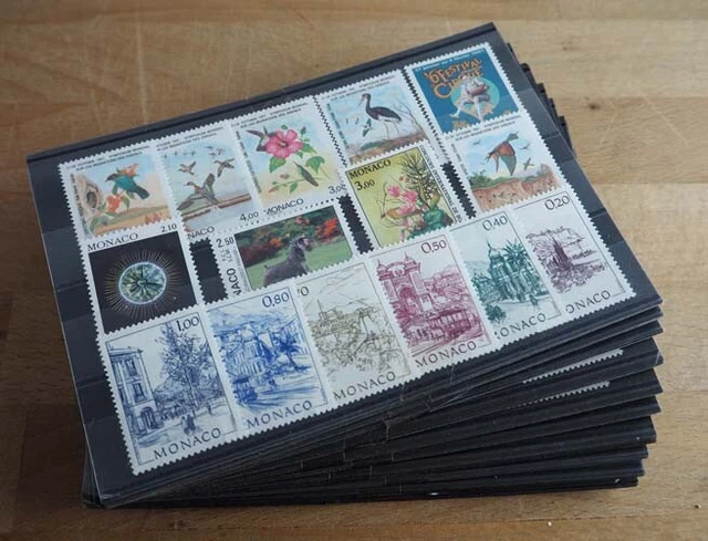 1991 Monaco; 10 komplette Jahrgänge ohne Block, **/MNH, ME 860,-