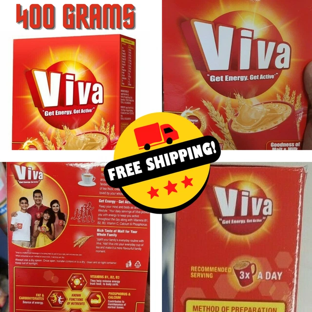 VIVA MALTED MILK Powder Box Food Energy Drink Ceylon Malt & Milk Powder
