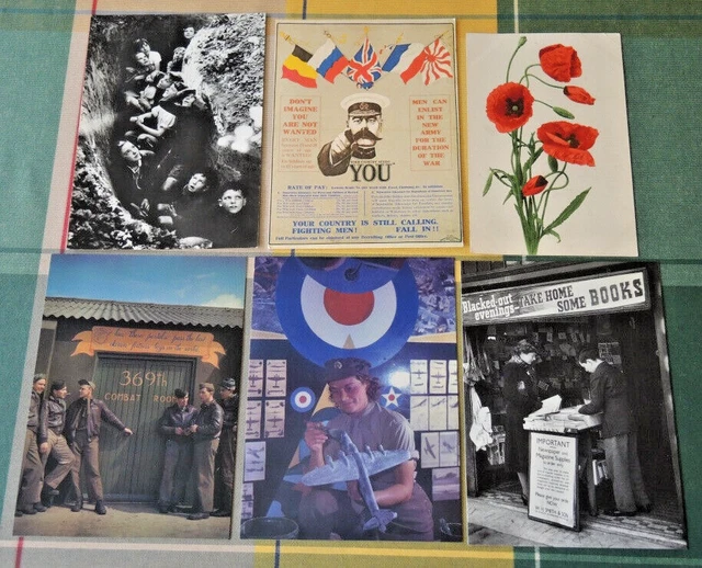 6 Uk Reproduction Postcards The Blitz Ww2 Aircraft Kitchener #18