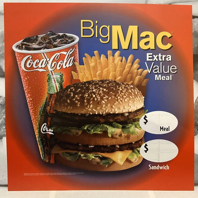 2004 MCDONALD'S BIG Mac Extra Value Meal Translite Sign EUC 21.75" x 21