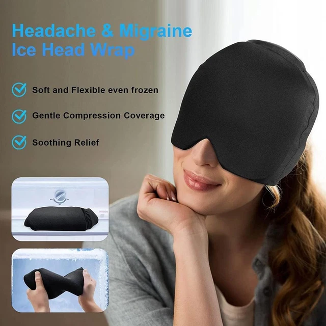 Lo último/Paquete de Hielo Migraña Sombrero Caliente Frío Dolor de Cabeza Dolor Y9O9 Alivio Negro, F7M5