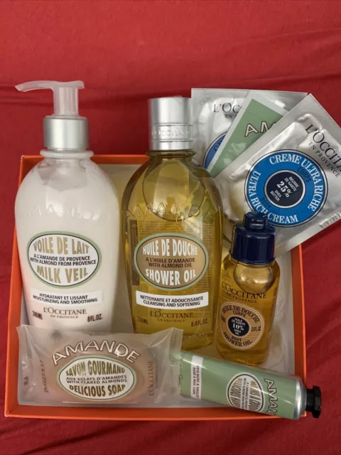 Loccitane Almond Body Bath 8.4oz Shower Gel & Milk Veil 4Free Shea Oil Hand Soap