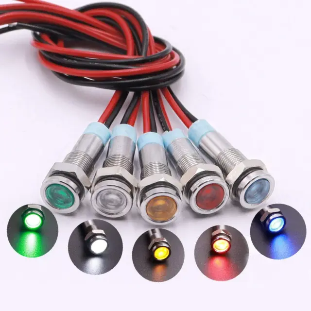 4x 8mm 12mm LED indicator lightweight signal lamp with wire for car car car boat