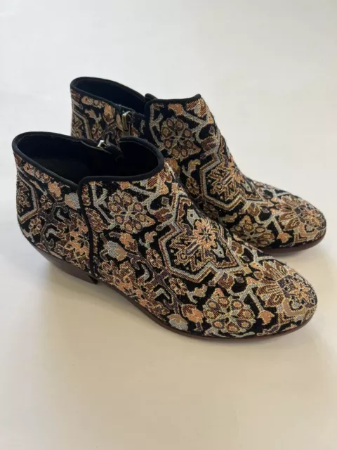 New Sam Edelman size 6.5 Petty black multicolor tapestry ankle boots 2