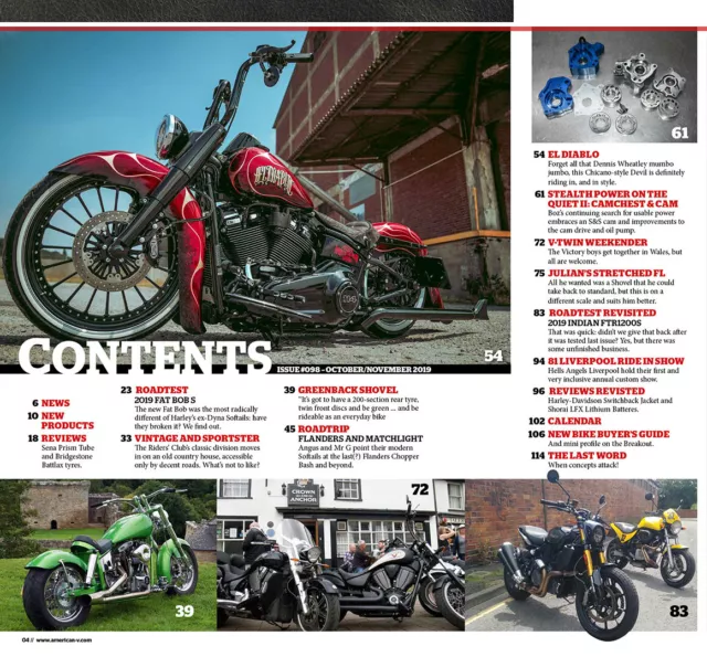 American-V Magazin Ausgabe 98. Oktober/November 19 UK Harley-Davidson indische Motorräder 2