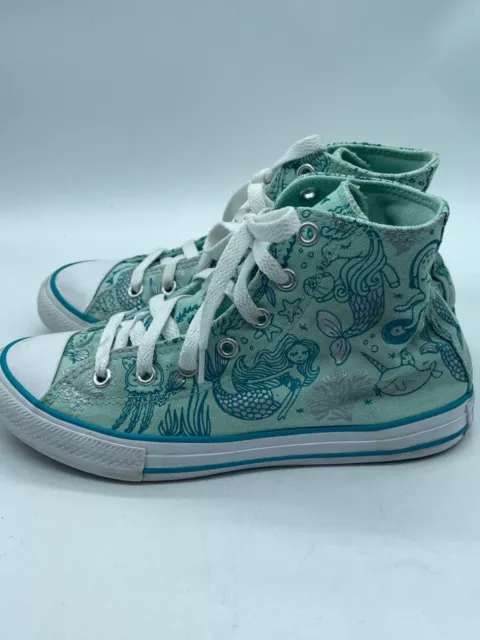 Girls Converse Chuck Taylor All Star Mermaid Sneakers Size 3 High Tops Kids... 2