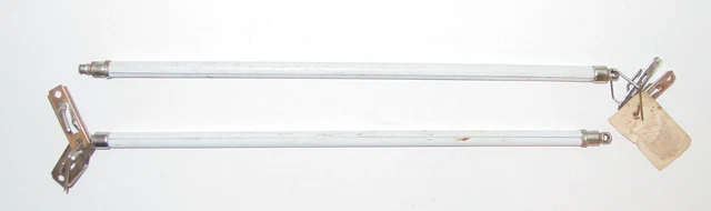 2 Vintage Cafe Curtain Rods Art Deco Metal Brackets Camper Door Sash Window