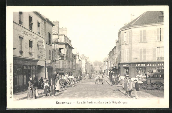 CPA Essonnes, Rue de Paris et place de la République