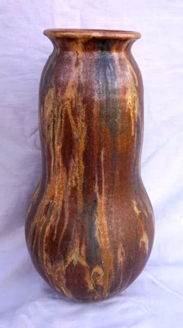 Roger Guérin Grand Vase Art Déco Grès Salé Flammé Signé Numéroté Bouffioulx 40cm