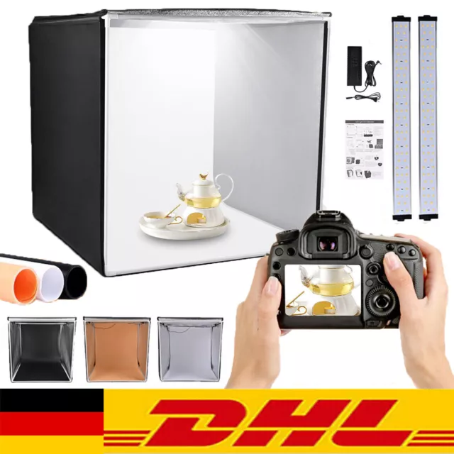 Fotobox Fotostudio 50W LED Lichtbox für Professionelle Fotografie 80x80x80cm DHL