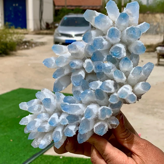 2.86LB  New Find sky blue Phantom Quartz Crystal Cluster Mineral Specimen
