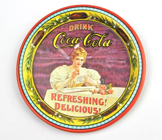 Schöner Metall Blech Coca-Cola Ø 9 Untersetzer Coaster Coke USA 1976 sous-bock