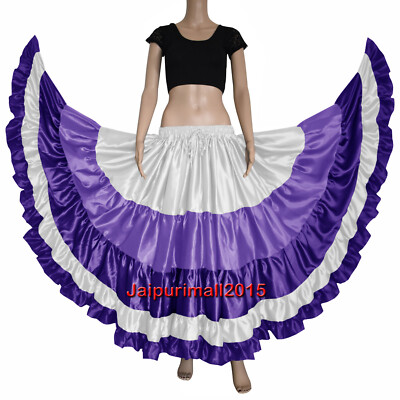 Avoria 14.6m Gonna Fusione Raso Caviglia Lunghezza Ventre Danza Flamenco Svasata S61 