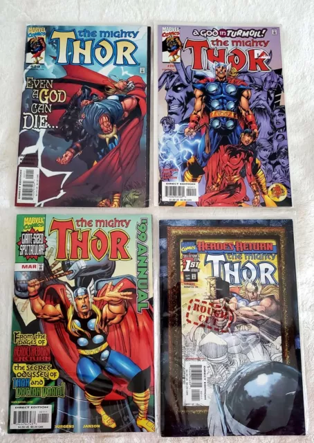 The MIGHTY THOR vol2: 1998-2000 lote de 4 (primer corte aproximado, 20, 29, 1999 anual)