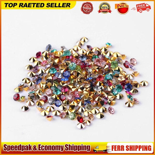 1000 Stück 3 mm Mixed Nail Art Strass Wunderschöne DIY Maniküre Charms (Gold)