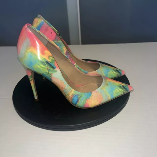 STEVE MADDEN Womens Daisy Rainbow Glossy Stiletto Slip On Pumps 8.5 M