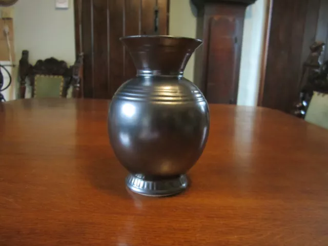 Vintage Prinknash Pottery Vase Gun Metal Grey -6.5"