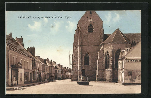 CPA Esternay, Place du MArché et l´Eglise 1946