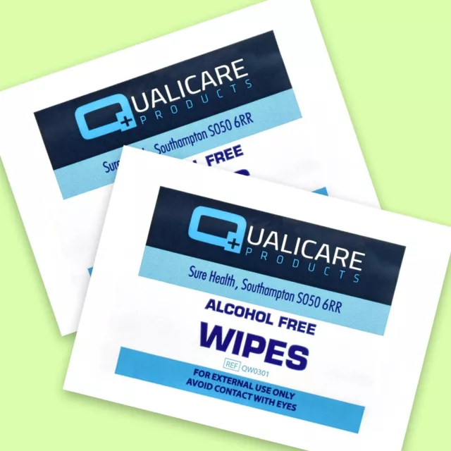 100% ALCOHOL FREE CLEANSING WIPE Antiseptic Sterile Skin Wound Allergy QUALICARE