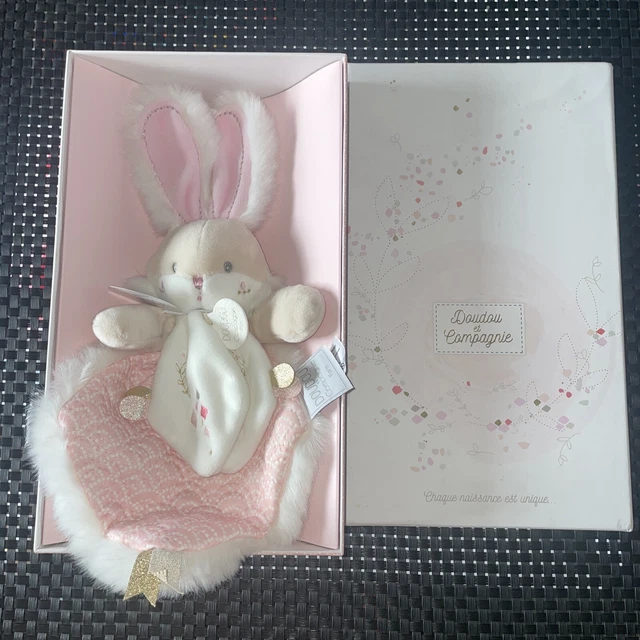 Doudou Et Compagnie Lapin De Sucre  Blanc Rose 32 Cm Neuf En Boîte