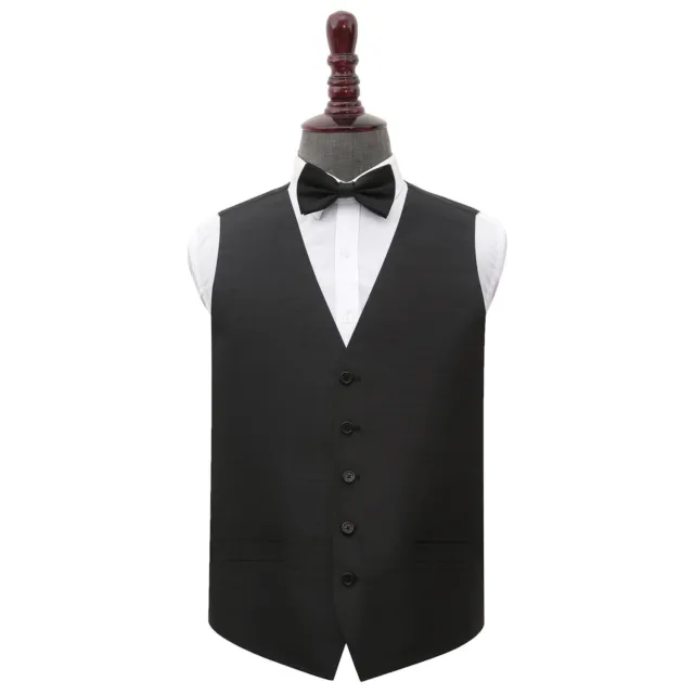Black Mens Waistcoat Bow Tie Set Plain Shantung Formal Wedding Vest by DQT