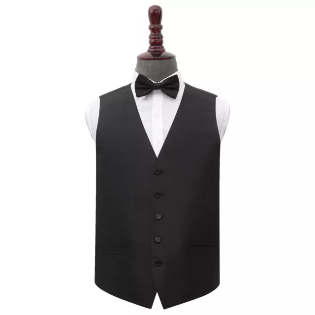 Gilet da sposa formale formale da uomo cappotto in vita nero shantung di DQT