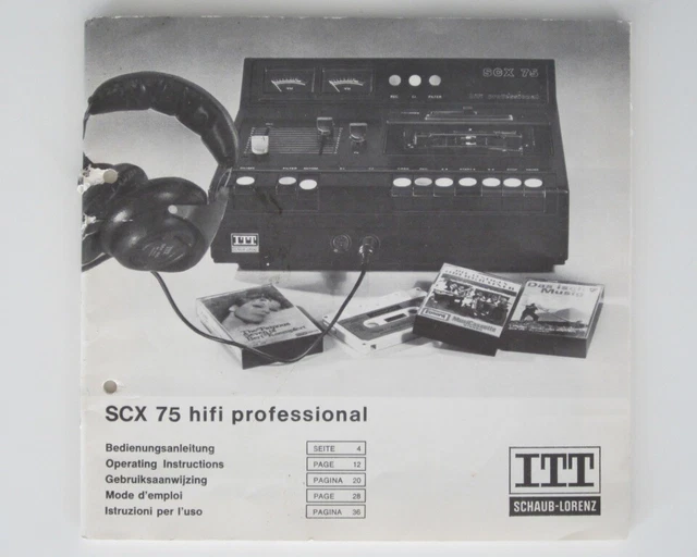 ITT SCHAUB LORENZ SCX 75 HiFi Professional Service Manual Bedienung