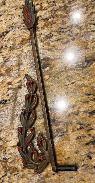 Antique Victorian 1900s Leaf & Berry Cast Iron Swing Curtain Rod Only No Bracket