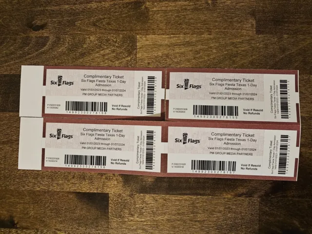 Six Flags Fiesta Texas PAPER TICKETS FRIGHT FEST/HOLIDAY IN THE PARK