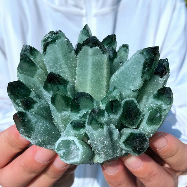 New Find Green Phantom Quartz Crystal Cluster Mineral Specimen Healing300g+/1pcs 10