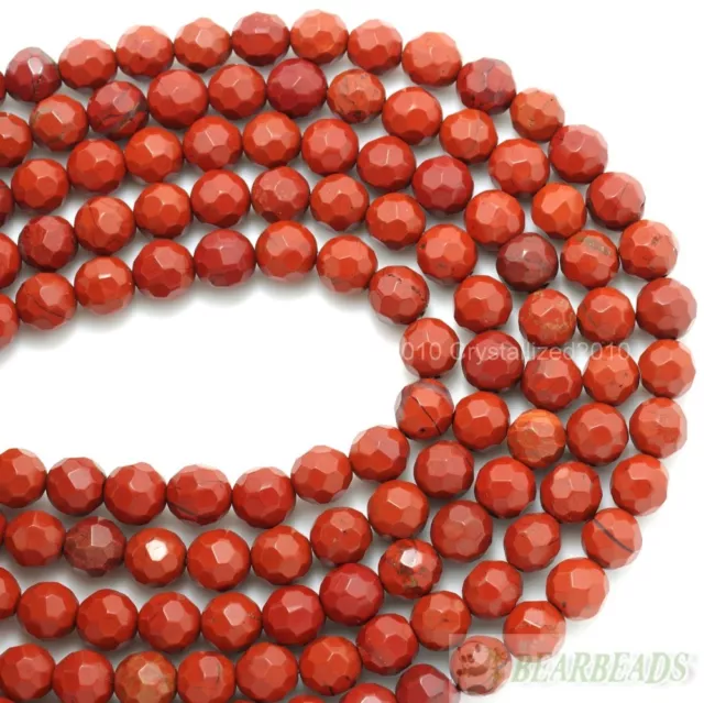 Natural Red Jasper Gemstone Faceted Round Spacer Beads 6mm 8mm 10mm 12mm 15"