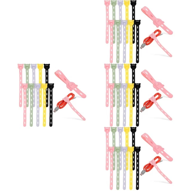 40 piezas Correas organizadoras de cable reutilizables cabeza de gato Correas Organizadoras de cable Ca